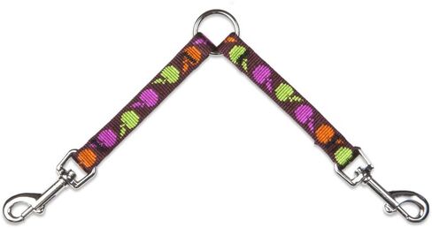 Coupler for Walking Two Small Dogs Together, 1/2" wide Tail Feathers design by Lupine, 18" Long in Saudi Arabia
