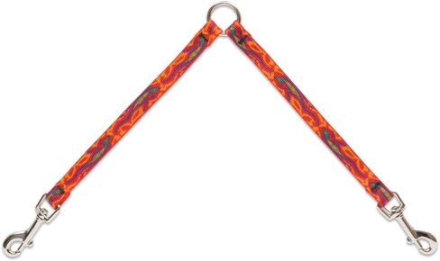 Coupler for Walking Two Small Dogs Together, 1/2" wide Tail Feathers design by Lupine, 18" Long in Saudi Arabia