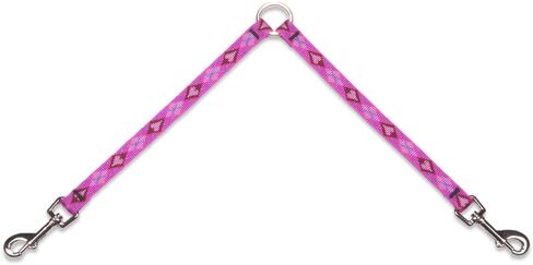 Coupler for Walking Two Small Dogs Together, 1/2" wide Tail Feathers design by Lupine, 18" Long in Saudi Arabia