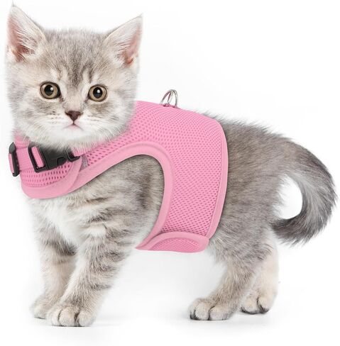 MoNiBloom Soft Cat Harness for Walking Escape Proof and Travel, Kitten Adjustable Breathable Vest Harness - Black, S in Saudi Arabia