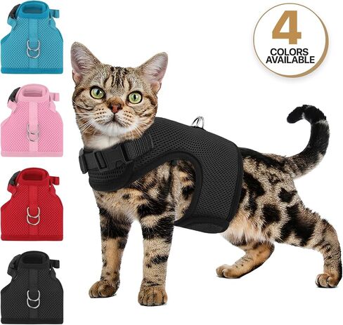 MoNiBloom Soft Cat Harness for Walking Escape Proof and Travel, Kitten Adjustable Breathable Vest Harness - Black, S in Saudi Arabia