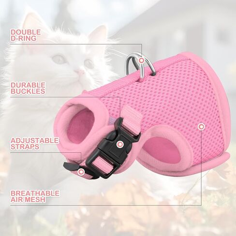 MoNiBloom Soft Cat Harness for Walking Escape Proof and Travel, Kitten Adjustable Breathable Vest Harness - Black, S in Saudi Arabia