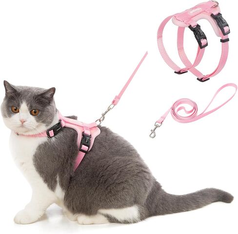 Cat Harness and Leash Set for Walking Lightweight Escape Proof Kitten Vest Harness Soft Fit for Cat Puppy Rabbits Easy Control (Grey Black, M(chest:12.5''-19'', neck:8''-12'')) in Saudi Arabia