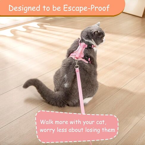 Cat Harness and Leash Set for Walking Lightweight Escape Proof Kitten Vest Harness Soft Fit for Cat Puppy Rabbits Easy Control (Grey Black, M(chest:12.5''-19'', neck:8''-12'')) in Saudi Arabia