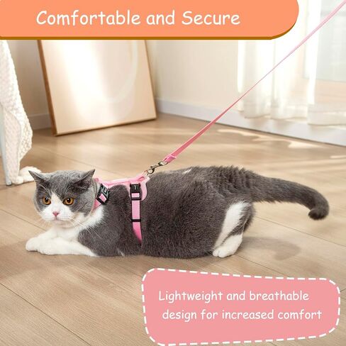 Cat Harness and Leash Set for Walking Lightweight Escape Proof Kitten Vest Harness Soft Fit for Cat Puppy Rabbits Easy Control (Grey Black, M(chest:12.5''-19'', neck:8''-12'')) in Saudi Arabia
