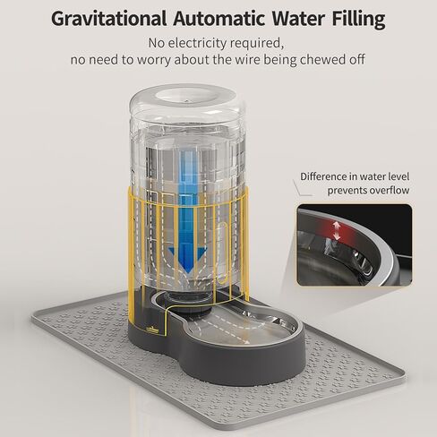 Cat Water Dispenser with Placemat and Stainless Steel Bowl, Automatic Gravity Water Dispenser for Cats or Small Medium Size Dogs, Large Capacity, Easy to Clean and Safe for Pets (4L) in Kuwait