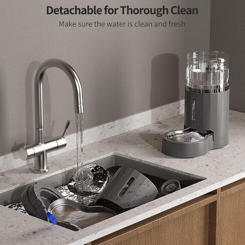 Cat Water Dispenser with Placemat and Stainless Steel Bowl, Automatic Gravity Water Dispenser for Cats or Small Medium Size Dogs, Large Capacity, Easy to Clean and Safe for Pets (4L) in Kuwait