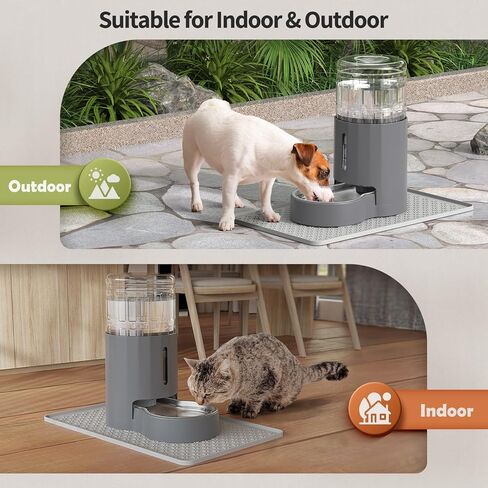 Cat Water Dispenser with Placemat and Stainless Steel Bowl, Automatic Gravity Water Dispenser for Cats or Small Medium Size Dogs, Large Capacity, Easy to Clean and Safe for Pets (4L) in Kuwait