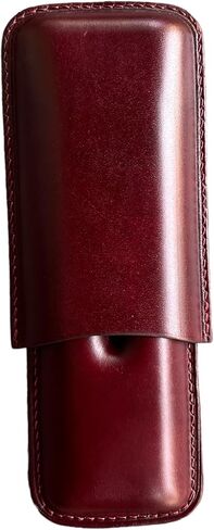 Italy Vegetable Tanned Leather Cigar Case, Luxury Genuine Leather Cigar Case, Leather Cigar Humidor, Gift for Him, 2 Tubes Luxury Cigar Case for Cigar Ring Guage Under 52 (Whiskey) in Saudi Arabia