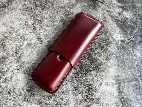 Italy Vegetable Tanned Leather Cigar Case, Luxury Genuine Leather Cigar Case, Leather Cigar Humidor, Gift for Him, 2 Tubes Luxury Cigar Case for Cigar Ring Guage Under 52 (Whiskey) in Saudi Arabia