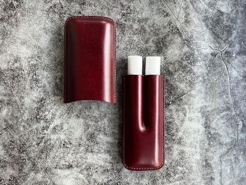 Italy Vegetable Tanned Leather Cigar Case, Luxury Genuine Leather Cigar Case, Leather Cigar Humidor, Gift for Him, 2 Tubes Luxury Cigar Case for Cigar Ring Guage Under 52 (Whiskey) in Saudi Arabia