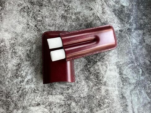 Italy Vegetable Tanned Leather Cigar Case, Luxury Genuine Leather Cigar Case, Leather Cigar Humidor, Gift for Him, 2 Tubes Luxury Cigar Case for Cigar Ring Guage Under 52 (Whiskey) in Saudi Arabia