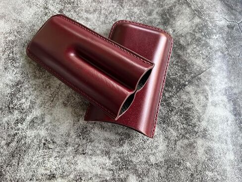 Italy Vegetable Tanned Leather Cigar Case, Luxury Genuine Leather Cigar Case, Leather Cigar Humidor, Gift for Him, 2 Tubes Luxury Cigar Case for Cigar Ring Guage Under 52 (Whiskey) in Saudi Arabia
