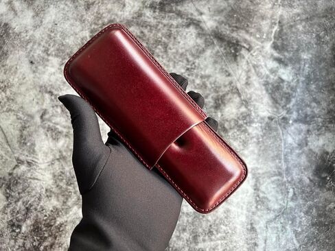 Italy Vegetable Tanned Leather Cigar Case, Luxury Genuine Leather Cigar Case, Leather Cigar Humidor, Gift for Him, 2 Tubes Luxury Cigar Case for Cigar Ring Guage Under 52 (Whiskey) in Saudi Arabia
