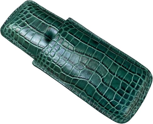 Printed Alligator Pattern Cowhide Leather Cigar Case, Luxury Genuine Leather Cigar Case, Cigar Humidor, Gift for Him, 2 Tubes Luxury Cigar Case for Cigar Ring Guage Under 52 (Green) in Saudi Arabia