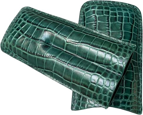 Printed Alligator Pattern Cowhide Leather Cigar Case, Luxury Genuine Leather Cigar Case, Cigar Humidor, Gift for Him, 2 Tubes Luxury Cigar Case for Cigar Ring Guage Under 52 (Green) in Saudi Arabia