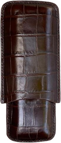 Printed Alligator Pattern Cowhide Leather Cigar Case, Luxury Genuine Leather Cigar Case, Cigar Humidor, Gift for Him, 2 Tubes Luxury Cigar Case for Cigar Ring Guage Under 52 (Green) in Saudi Arabia