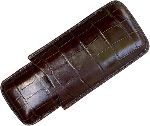 Printed Alligator Pattern Cowhide Leather Cigar Case, Luxury Genuine Leather Cigar Case, Cigar Humidor, Gift for Him, 2 Tubes Luxury Cigar Case for Cigar Ring Guage Under 52 (Green) in Saudi Arabia