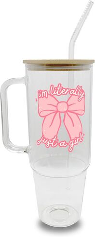 Sip Sip Hooray Coquette Bows and Cherries Pink Bow 40oz Cup, Coquette Tumbler Cute Bow Glass, Trendy Aesthetic Iced Coffee Glass, Glass 40oz Tumbler, Pink Gifts in Saudi Arabia