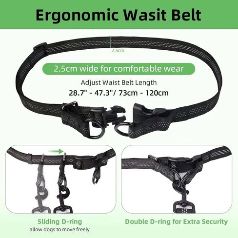 مقود كلب فيلورن بدون استخدام اليدين مع حقيبة، مقود خصر قابل للتعديل لتمشية الكلاب، مقود الجري للكلاب المتوسطة والكبيرة، مقود خصر للكلاب بمقابض مزدوجة وحبال مطاطية متينة للركض والمشي لمسافات طويلة (أسود) in Kuwait