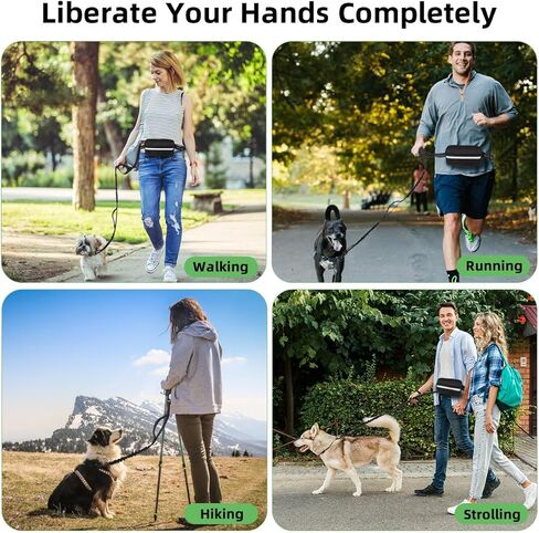 مقود كلب فيلورن بدون استخدام اليدين مع حقيبة، مقود خصر قابل للتعديل لتمشية الكلاب، مقود الجري للكلاب المتوسطة والكبيرة، مقود خصر للكلاب بمقابض مزدوجة وحبال مطاطية متينة للركض والمشي لمسافات طويلة (أسود) in Kuwait