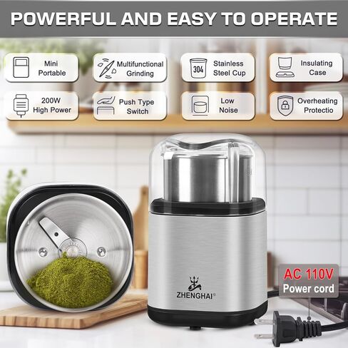 Electric Herb Grinder 200w Spice Grinder Compact Size, Easy On/Off, 2.8oz capacity. Fast Grinding for Flower Buds Dry Spices Herbs, with Cleaning Brush in Saudi Arabia