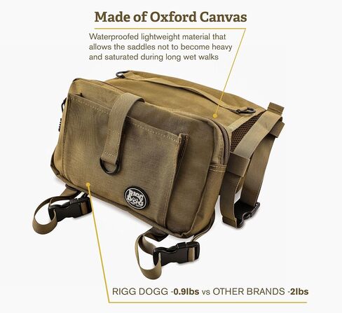Oxford Canvas Dog Saddle Bag Harness Backpack - Perfect Dog Hiking Pack for Treks, Camping and Hound Travel | Durable, Lightweight, Saddlebags for Medium and Large Dogs in Saudi Arabia