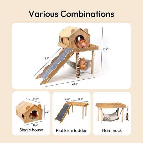 Woiworco Wooden Guinea Pig Hideout, Large Guinea Pig Hammock, Guinea Pig House Habitats Guinea Pig Castle Cage Bed Hideout Toys for Small Animals Hamsters Bunny Rabbits Cats Playing Sleeping Hiding in Saudi Arabia