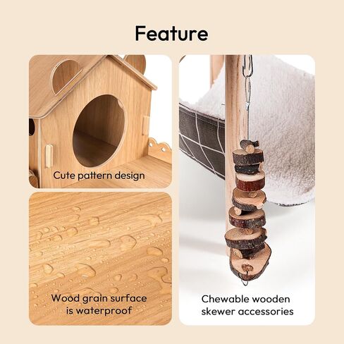 Woiworco Wooden Guinea Pig Hideout, Large Guinea Pig Hammock, Guinea Pig House Habitats Guinea Pig Castle Cage Bed Hideout Toys for Small Animals Hamsters Bunny Rabbits Cats Playing Sleeping Hiding in Saudi Arabia