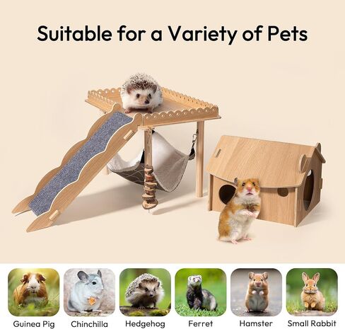 Woiworco Wooden Guinea Pig Hideout, Large Guinea Pig Hammock, Guinea Pig House Habitats Guinea Pig Castle Cage Bed Hideout Toys for Small Animals Hamsters Bunny Rabbits Cats Playing Sleeping Hiding in Saudi Arabia