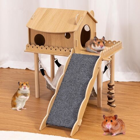 Woiworco Wooden Guinea Pig Hideout, Large Guinea Pig Hammock, Guinea Pig House Habitats Guinea Pig Castle Cage Bed Hideout Toys for Small Animals Hamsters Bunny Rabbits Cats Playing Sleeping Hiding in Saudi Arabia