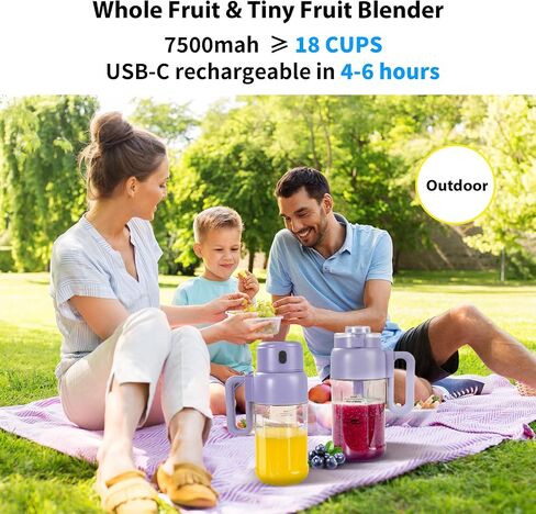 Portable Blender 33.8oz, Hioo Personal Size Blender for Shakes and Smoothies with 10 Blades, Cordless Blender BPA Free, Leakproof-Lid & Sip Spout, Juices, Baby Food, Portable Blender & Food Processor in Saudi Arabia