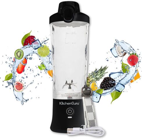 Elite Rechargeable Travel Blender: 240W Personal Smoothie Maker with 6-Leaf Blade, 600ml Capacity, and Innovative Pop-Up Design for Easy Portability - For Home or On the Go (White) in Saudi Arabia