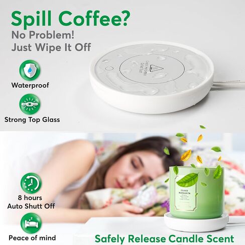 Coffee Mug Warmer with Auto Shut-Off – Compact 17W Cup Warmer for Desk with Gravity Switch – Electric Candle Warmer Plate for Jar Candles – Keeps Coffee, Tea & Drinks Warm – Safe & Durable (White) in Kuwait