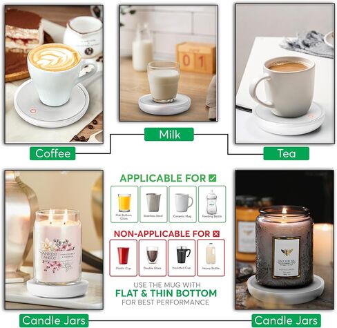 Coffee Mug Warmer with Auto Shut-Off – Compact 17W Cup Warmer for Desk with Gravity Switch – Electric Candle Warmer Plate for Jar Candles – Keeps Coffee, Tea & Drinks Warm – Safe & Durable (White) in Kuwait
