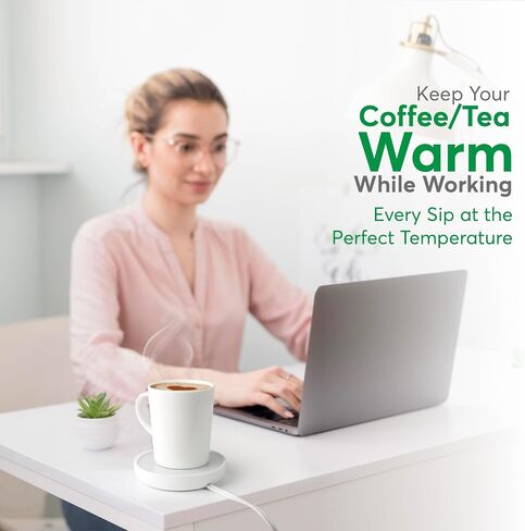 Coffee Mug Warmer with Auto Shut-Off – Compact 17W Cup Warmer for Desk with Gravity Switch – Electric Candle Warmer Plate for Jar Candles – Keeps Coffee, Tea & Drinks Warm – Safe & Durable (White) in Kuwait