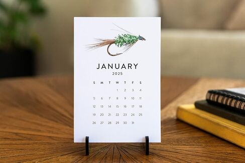 2025 Mini Office Desk Calendar | Acrylic Stand (Fly Fishing) in Saudi Arabia