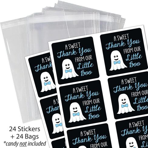 Mini Ghost Favor Kit - 24 Labels and 24 Bags - A Sweet Thank You From Our Little Boo (Blue) in Saudi Arabia
