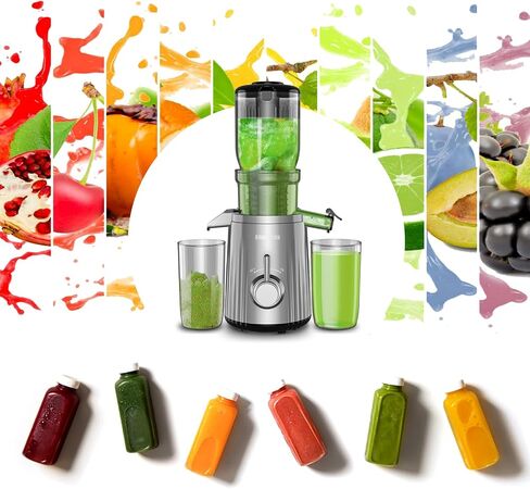 Slow Masticating Machines With Exclusive Filter Technology for High Juice Yield & Easy Clean,Extra Large Feed Chute Cold Press Juicer Machine Fit Whole Fruits Vegetables,Silver Grey in Saudi Arabia