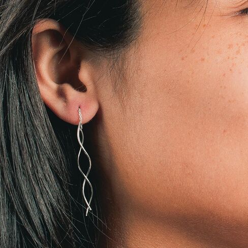 Threader Chain Earrings in 925 Sterling Silver | Thread Through Jewelry for Women and Girls | Multiple Designs Available (Bohemian Feathers) in Saudi Arabia