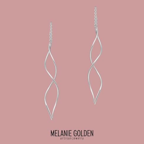 Threader Chain Earrings in 925 Sterling Silver | Thread Through Jewelry for Women and Girls | Multiple Designs Available (Bohemian Feathers) in Saudi Arabia