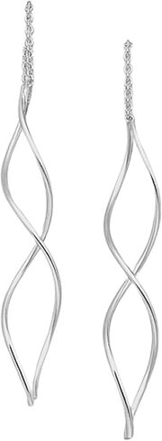 Threader Chain Earrings in 925 Sterling Silver | Thread Through Jewelry for Women and Girls | Multiple Designs Available (Bohemian Feathers) in Saudi Arabia