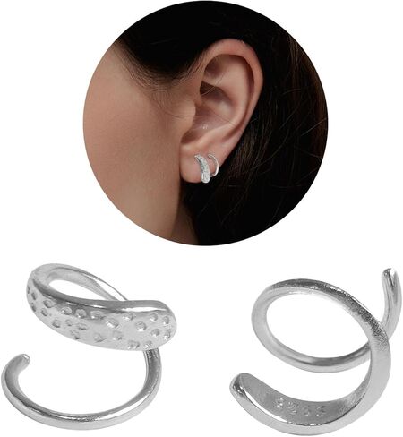 925 Sterling Silver Spiral Twist Wrap Earrings for Women Girls,14k Gold Spiral Threader Earrings, Double Hoop Climber Cuff Earrings Hypoallergenic Tiny Cartilage Piercing Earrings in Saudi Arabia