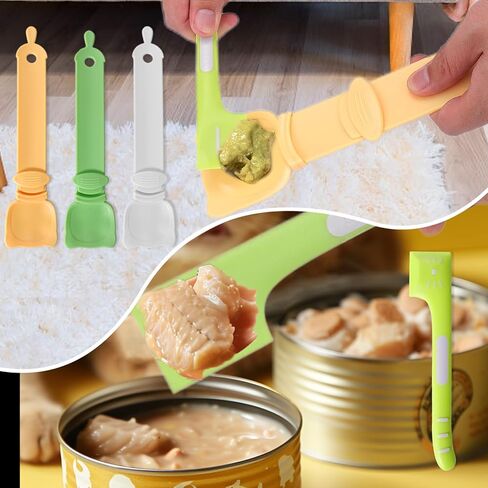 Juome 3 قطع ملعقة سعيدة للقطط مع 1 قطعة ملاعق للقطط للأطعمة الرطبة، ملعقة ضغط لشريط تغذية القطط، ملعقة طعام للقطط للوجبات الخفيفة السائلة القابلة لللعق، موزع مكافآت القطط لتخزين طعام القطط in Kuwait