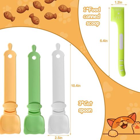 Juome 3 قطع ملعقة سعيدة للقطط مع 1 قطعة ملاعق للقطط للأطعمة الرطبة، ملعقة ضغط لشريط تغذية القطط، ملعقة طعام للقطط للوجبات الخفيفة السائلة القابلة لللعق، موزع مكافآت القطط لتخزين طعام القطط in Kuwait