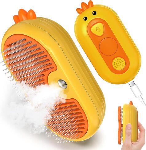 Cat Steam Brush, 3 In 1 Steam Cat Brush with Release Button, Self-Cleaning Cat Dog Brush for Shedding, Pet Steam Deshedding Brush for Long & Short Haired Cats and Dogs, Removing Tangled and Loose Hair in Saudi Arabia