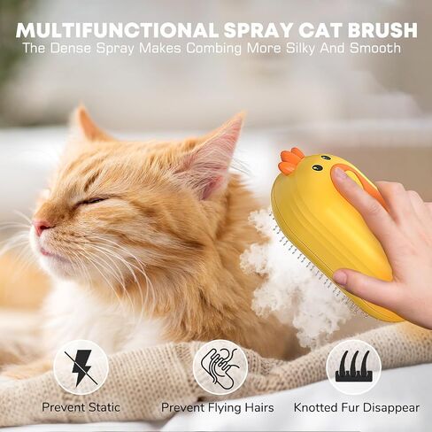 Cat Steam Brush, 3 In 1 Steam Cat Brush with Release Button, Self-Cleaning Cat Dog Brush for Shedding, Pet Steam Deshedding Brush for Long & Short Haired Cats and Dogs, Removing Tangled and Loose Hair in Saudi Arabia