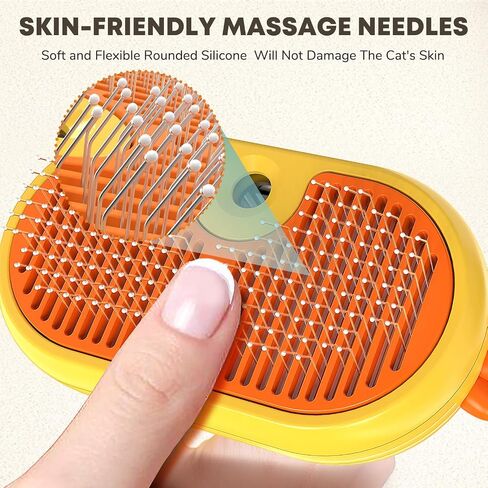 Cat Steam Brush, 3 In 1 Steam Cat Brush with Release Button, Self-Cleaning Cat Dog Brush for Shedding, Pet Steam Deshedding Brush for Long & Short Haired Cats and Dogs, Removing Tangled and Loose Hair in Saudi Arabia