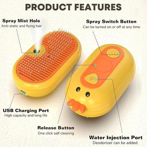 Cat Steam Brush, 3 In 1 Steam Cat Brush with Release Button, Self-Cleaning Cat Dog Brush for Shedding, Pet Steam Deshedding Brush for Long & Short Haired Cats and Dogs, Removing Tangled and Loose Hair in Saudi Arabia
