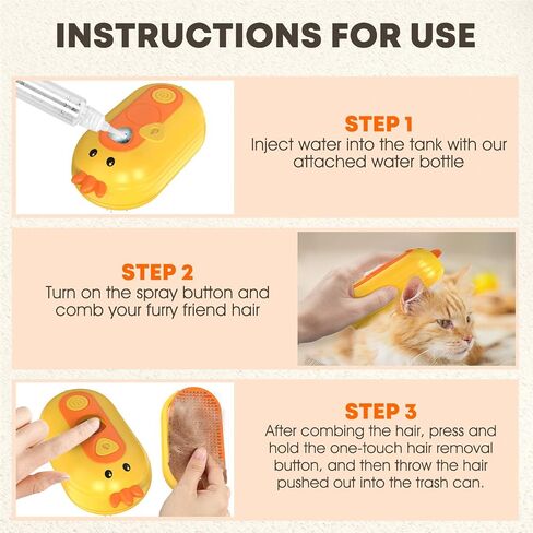 Cat Steam Brush, 3 In 1 Steam Cat Brush with Release Button, Self-Cleaning Cat Dog Brush for Shedding, Pet Steam Deshedding Brush for Long & Short Haired Cats and Dogs, Removing Tangled and Loose Hair in Saudi Arabia